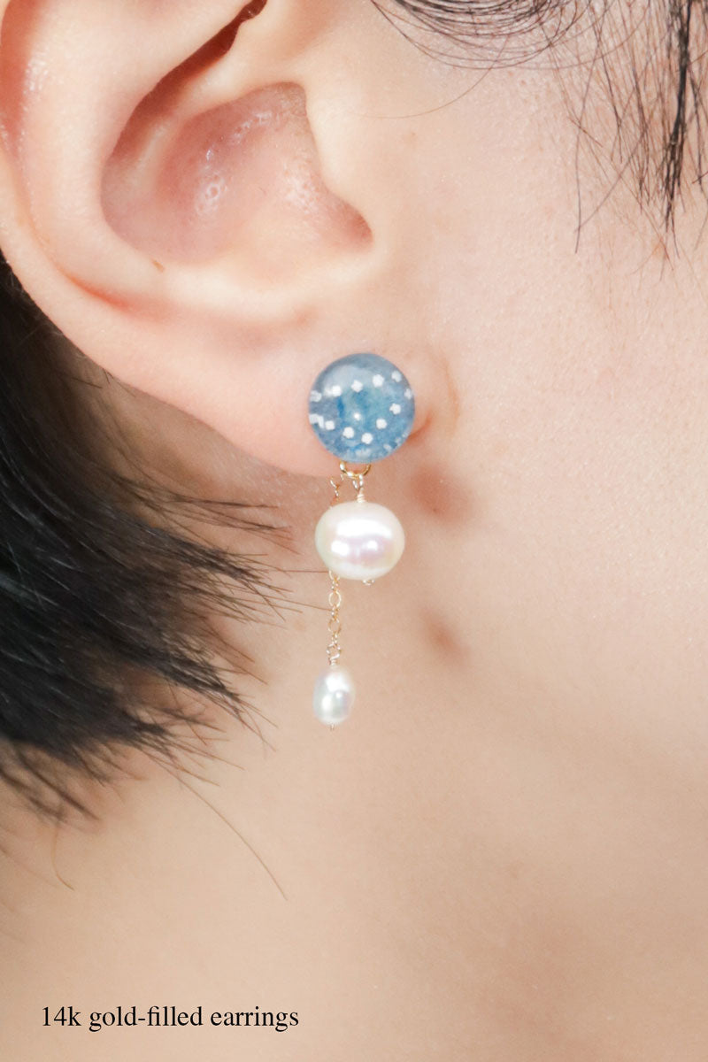 Little Spring Earrings - Hemp Leaf (Light Blue)
